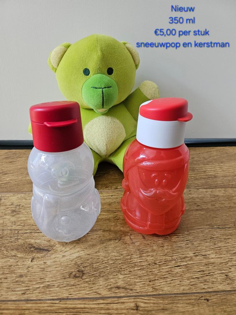 Tupperware nieuwe flesjes 350 ml Sneeuwpop & kerstman, Huis en Inrichting, Keuken | Tupperware, Ophalen of Verzenden, Nieuw, Rood