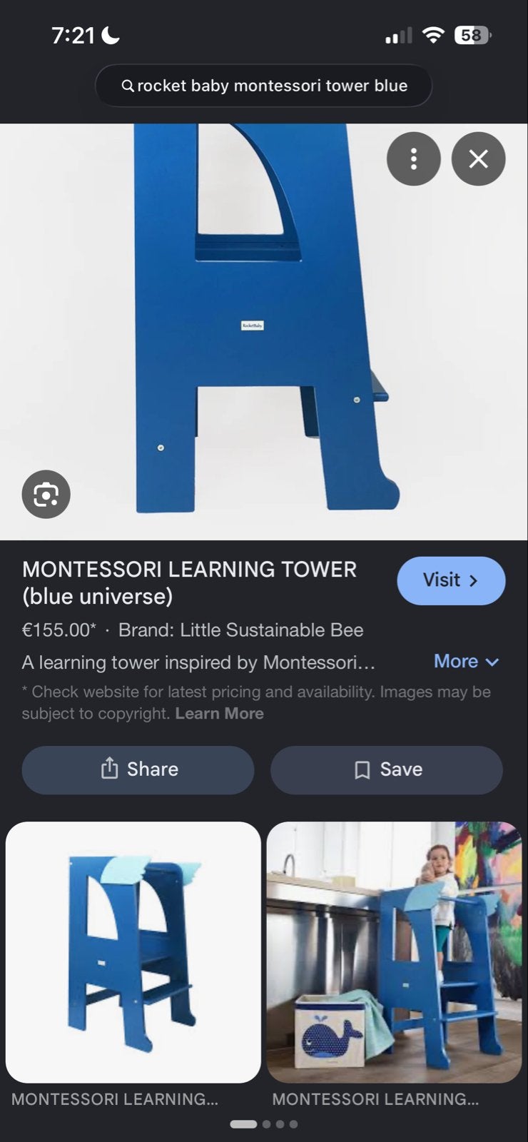 RocketBaby Montessori Leertoren Blauw, Ophalen, Gebruikt, Overige typen