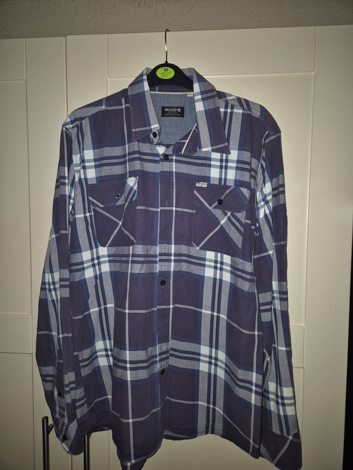 Jack & Jones Vintage overhemd geruit XL, Paars, Ophalen of Verzenden, Zo goed als nieuw, Halswijdte 43/44 (XL)