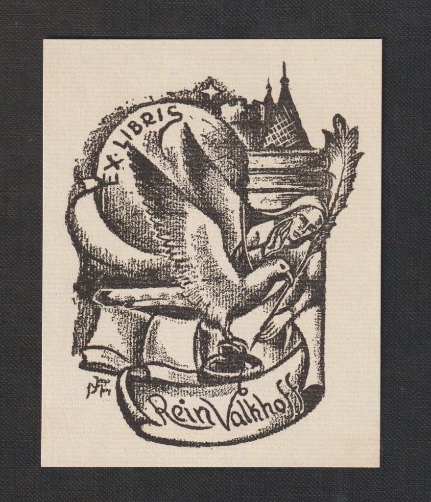 Exlibris   Jaap Min voor Schrijver Rein Valkhoff, Verzenden