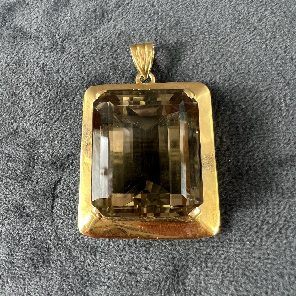 Gouden Hanger | 18k | 19,99g | rechthoekig rookkwarts | 9, Ophalen of Verzenden, Zo goed als nieuw, Goud, Goud