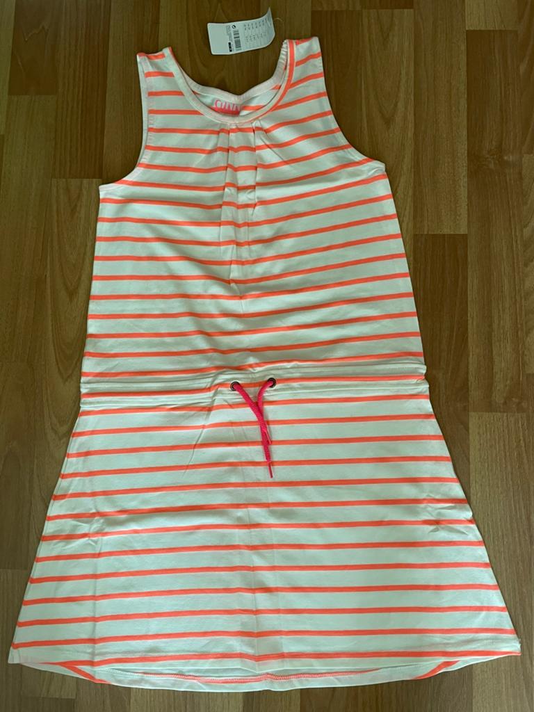 Nieuw - kort Zomerjurkje, creme/roze, maat 146/152, Ophalen of Verzenden, Nieuw, Meisje, Jurk of Rok