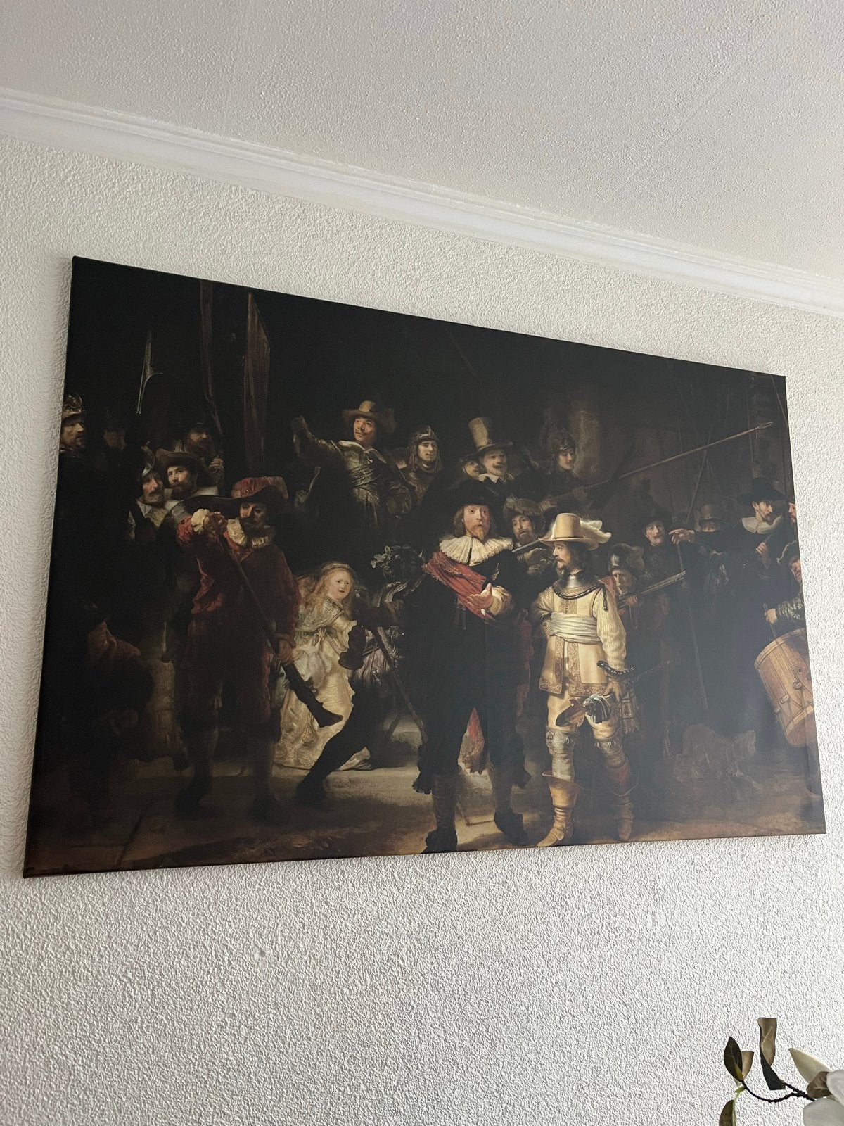 De Nachtwacht - Canvas Schilderij, Antiek en Kunst, Kunst | Schilderijen | Klassiek, Ophalen, Doek, Portret of Personen, Handgeschilderd