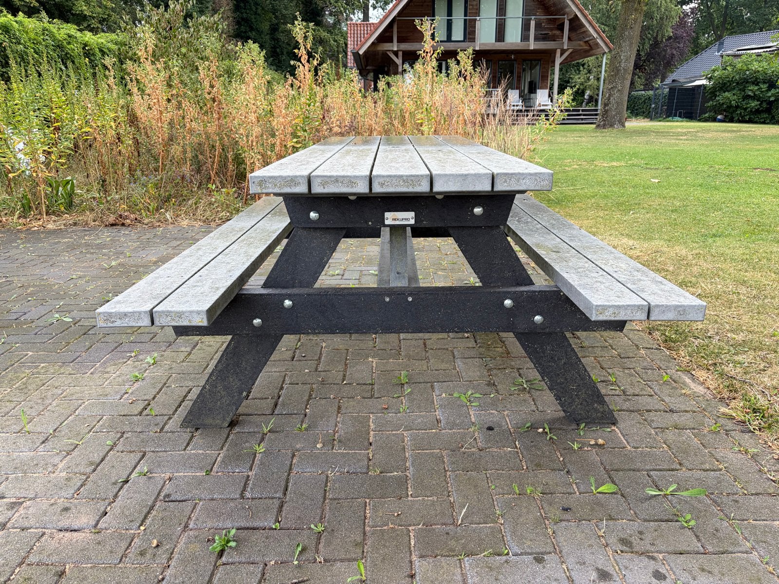 Rekupro Ibiza Picknicktafel Zwart - 180 cm - kunststof, Tuin en Terras, Picknicktafels, Ophalen, Gebruikt, Rechthoekig, Overige materialen