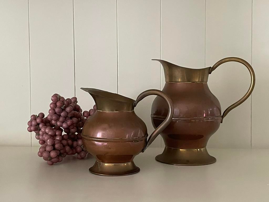 Set van 2 koperen kannetjes, Antiek en Kunst, Antiek | Koper en Brons, Ophalen of Verzenden, Koper