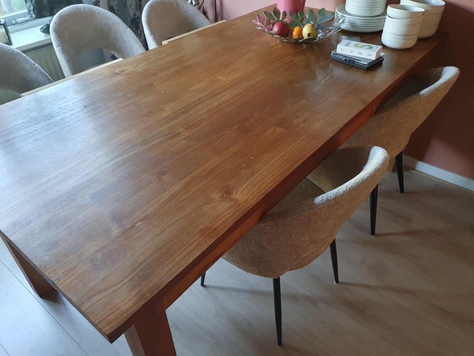 Grenen eettafel, Ophalen, Gebruikt, 200 cm of meer, 50 tot 100 cm