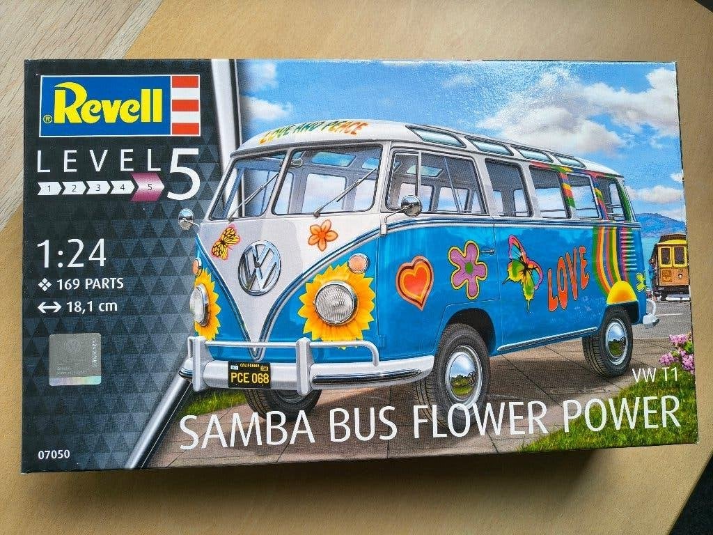 bouwdoos VW T1 flower power Samba bus 1:24, Auto, Revell, Groter dan 1:32, Nieuw