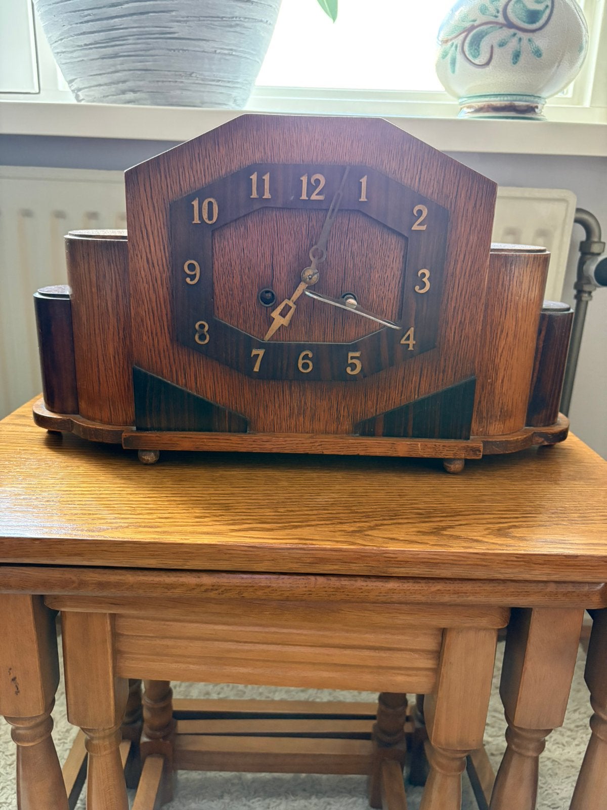 Art Deco schouw- of buffetklok ( mantel clock), Ophalen