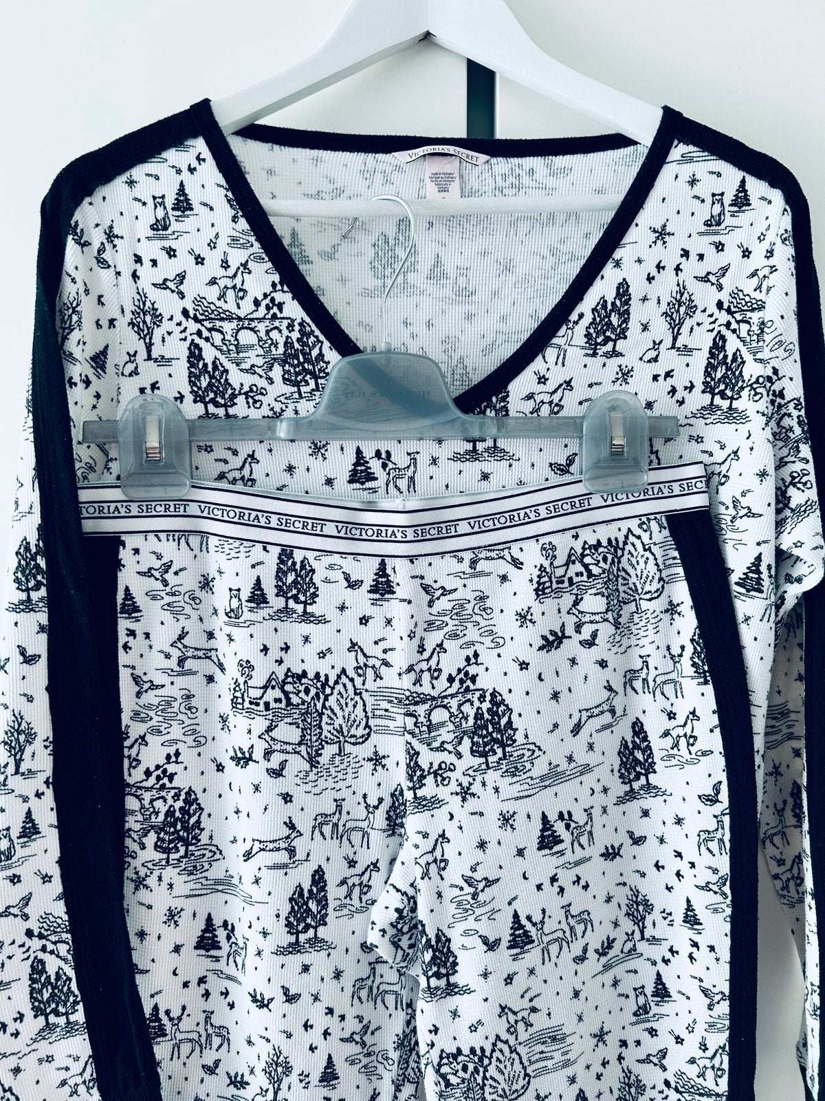 Victoria's Secret Set Pyjama Set Maat M Wit Zwart Als nieuw, Ophalen of Verzenden, Zo goed als nieuw, Maat 38/40 (M)