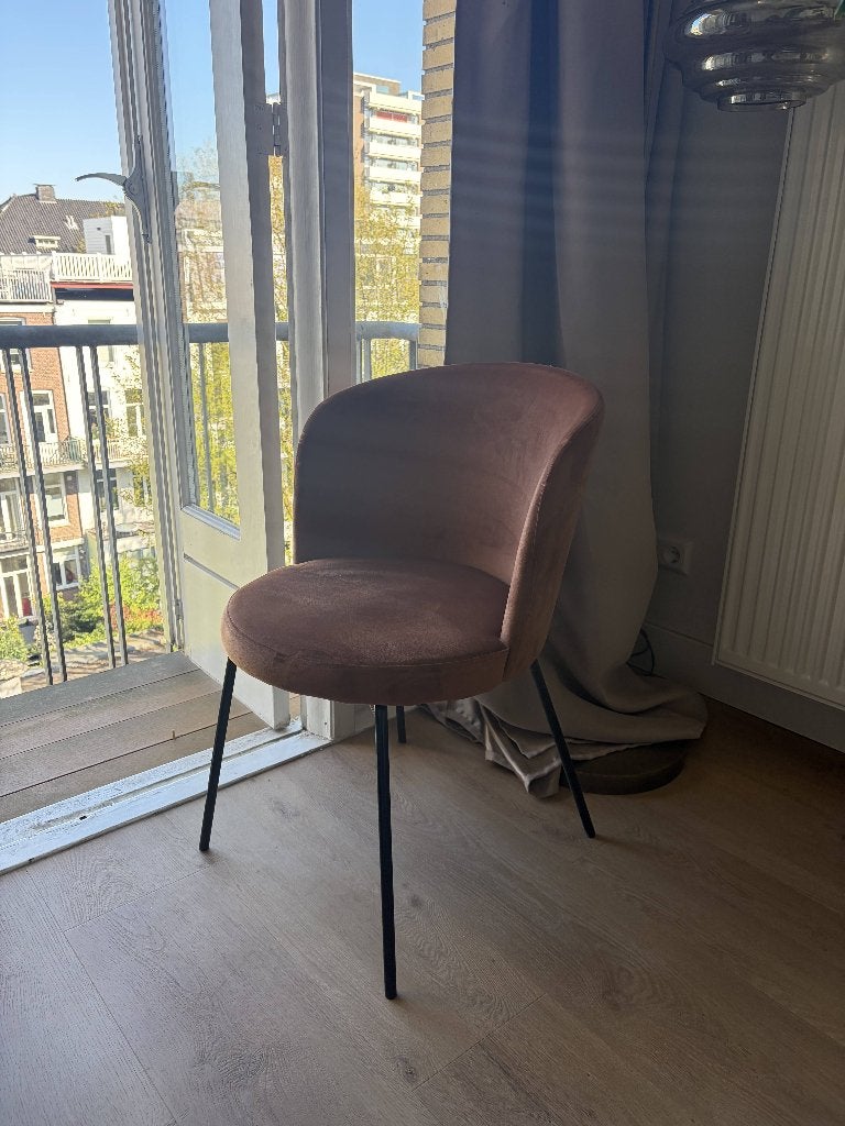 Terracota velvet stoel, Ophalen, Zo goed als nieuw, Eén