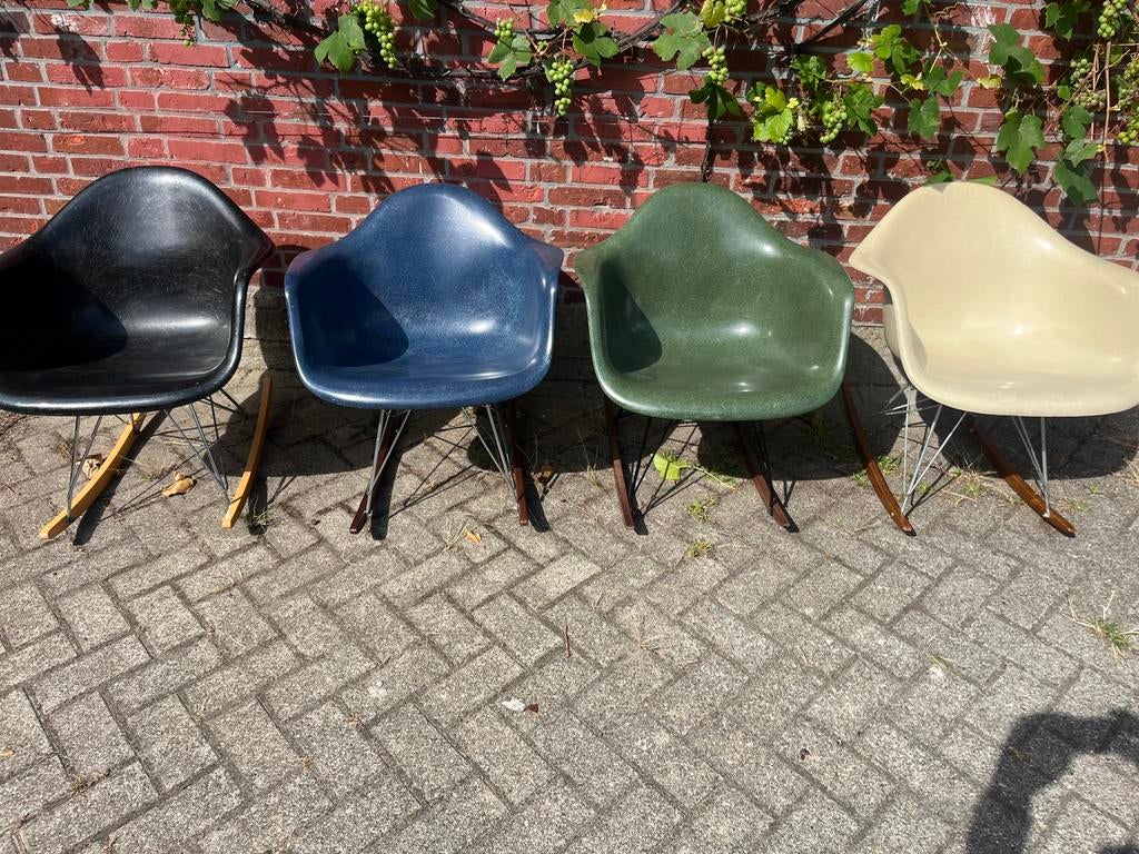 Armchair Herman Miller design Eames glasvezel original 60/70, Ophalen of Verzenden, Leer, Vijf, Zes of meer stoelen