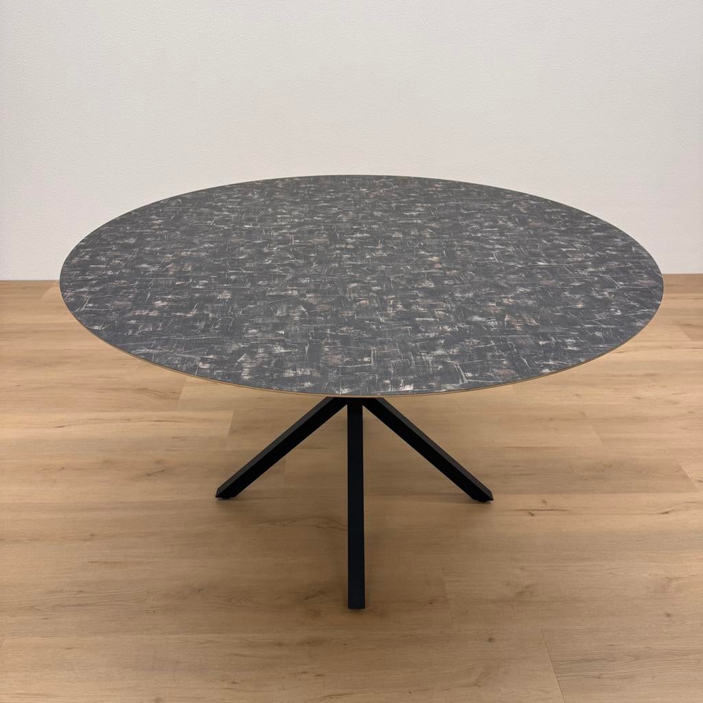 Ronde eettafel HPL bijzondere print 130cm - Direct Leverbaar, Rond, Ophalen of Verzenden, Zo goed als nieuw, Vijf personen of meer