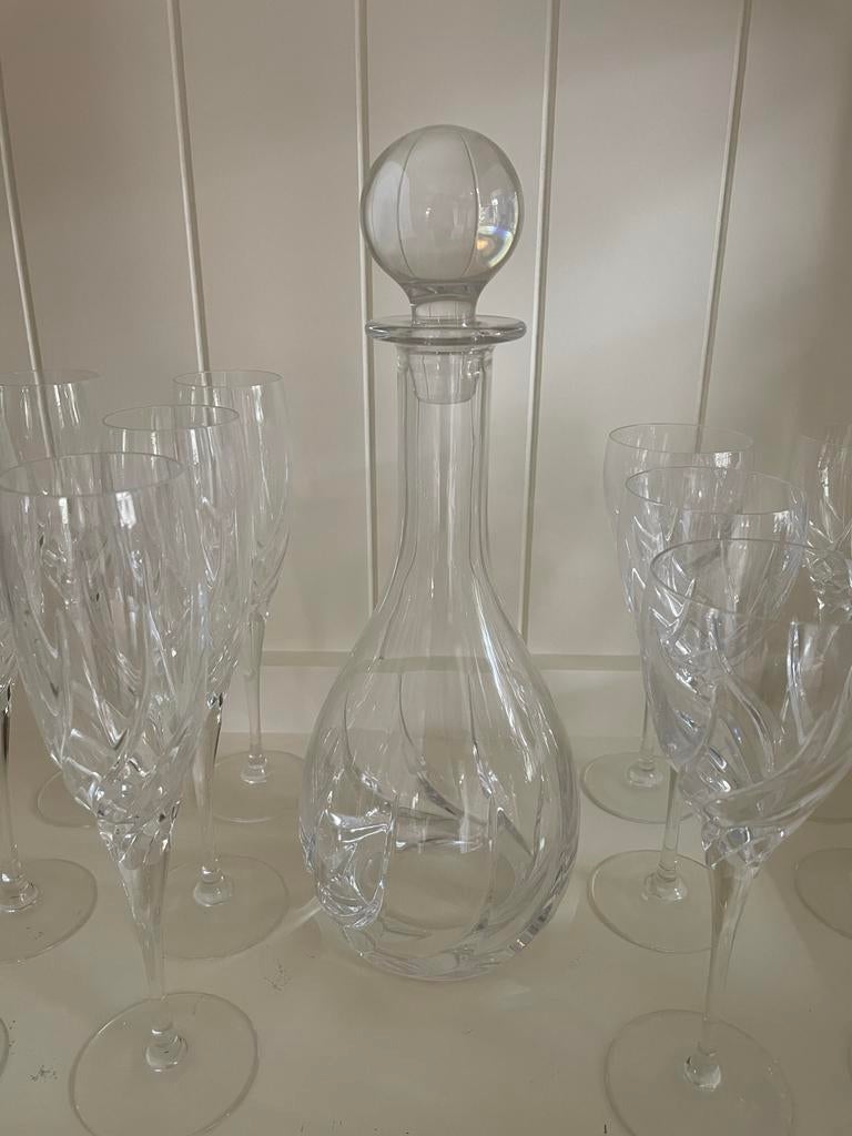 Prachtige kristallen karaf met wijn- en champagneglazen, Antiek en Kunst, Antiek | Glas en Kristal, Ophalen