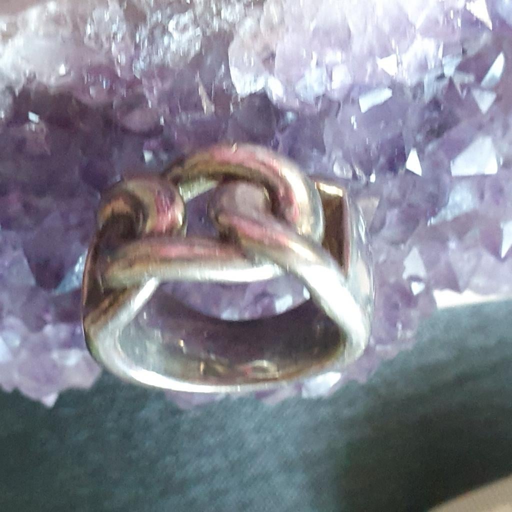 Zilveren  ring met schakelpatroon, 20 of groter, Ophalen of Verzenden, Zo goed als nieuw, Dame