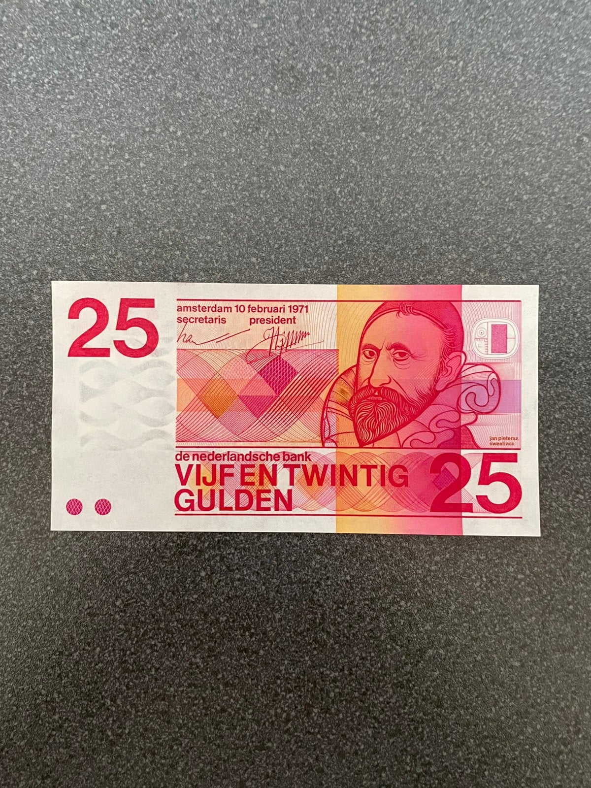 25 gld Sweelinck UNC, Postzegels en Munten, Bankbiljetten | Nederland, Ophalen of Verzenden, 25 gulden