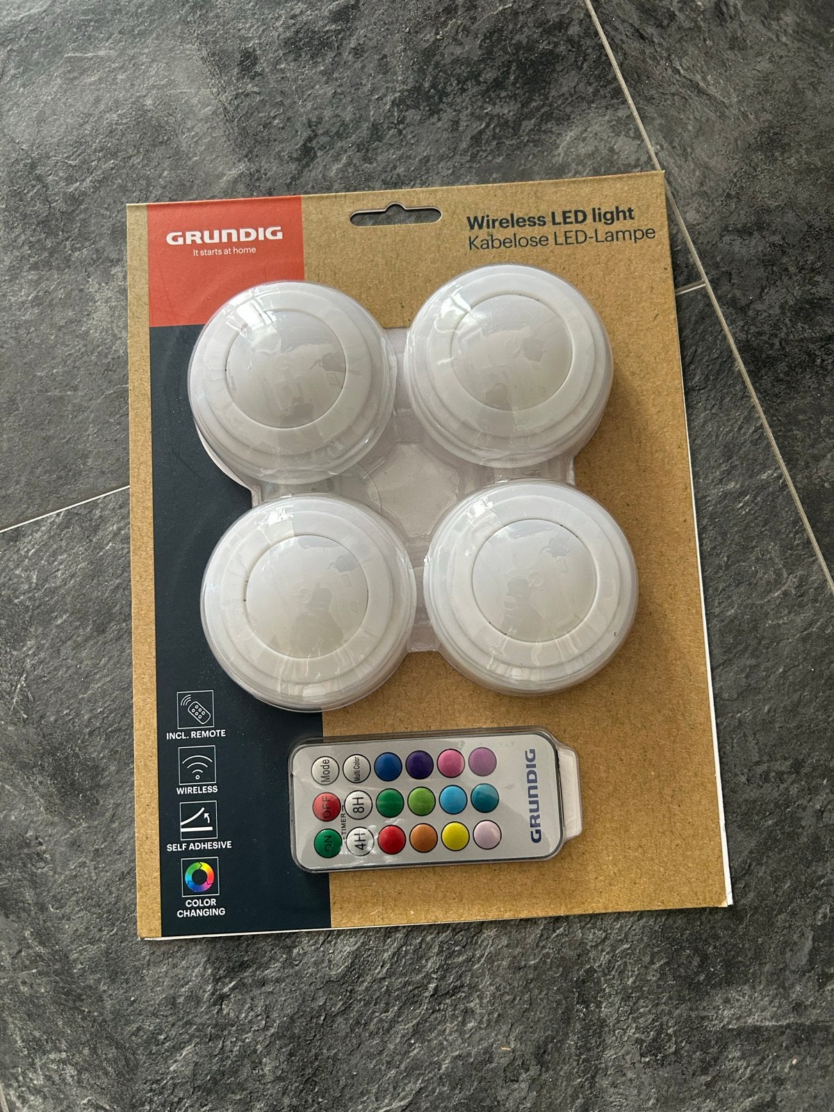 Grundig Draadloze LED Lampen Set met Afstandsbediening, Wit, Met afstandsbediening, Kunststof, Nieuw