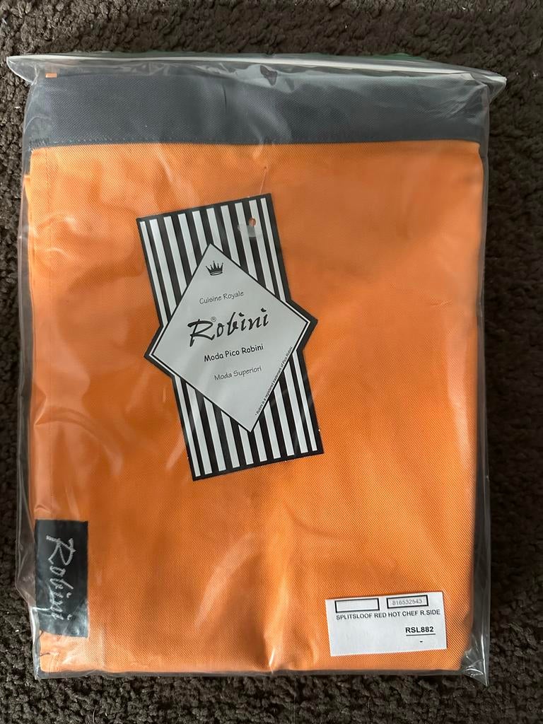 6x Oranje Koks Schort - Nieuw in Doos - Robini Cuisine Royal, Overige typen, Nieuw, Ophalen of Verzenden, Overige merken
