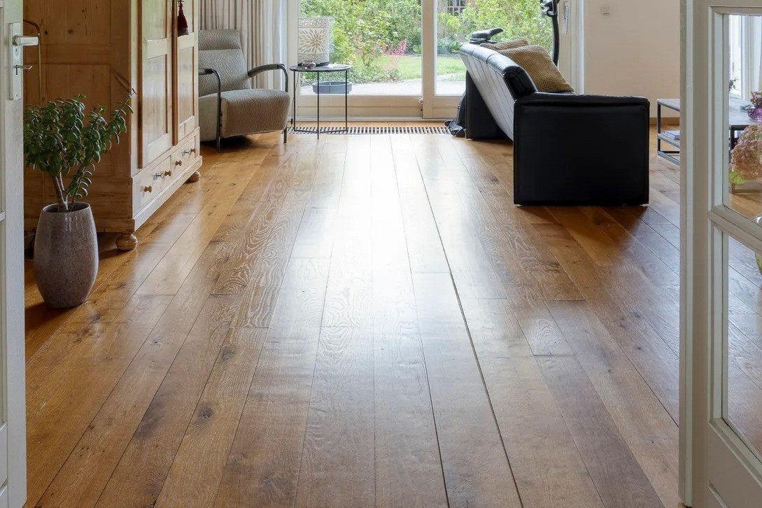 ruim 30 m2 eiken kasteelvloer, 30 mm dik!, Ophalen, Gebruikt, Vloerdelen of -planken, 10 m² of meer