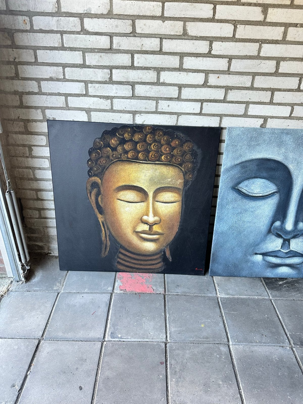 Boeddha schilderijen - Set van 2, Ophalen, Overig onderwerp, Handgeschilderd, Olieverf