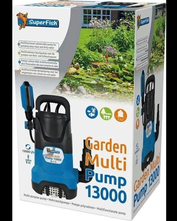 SuperFish Garden Multi Pomp 13000 - Multifunctionele Pomp, Tuin en Terras, Ophalen of Verzenden, Gebruikt, Elektrisch, Dompelpomp