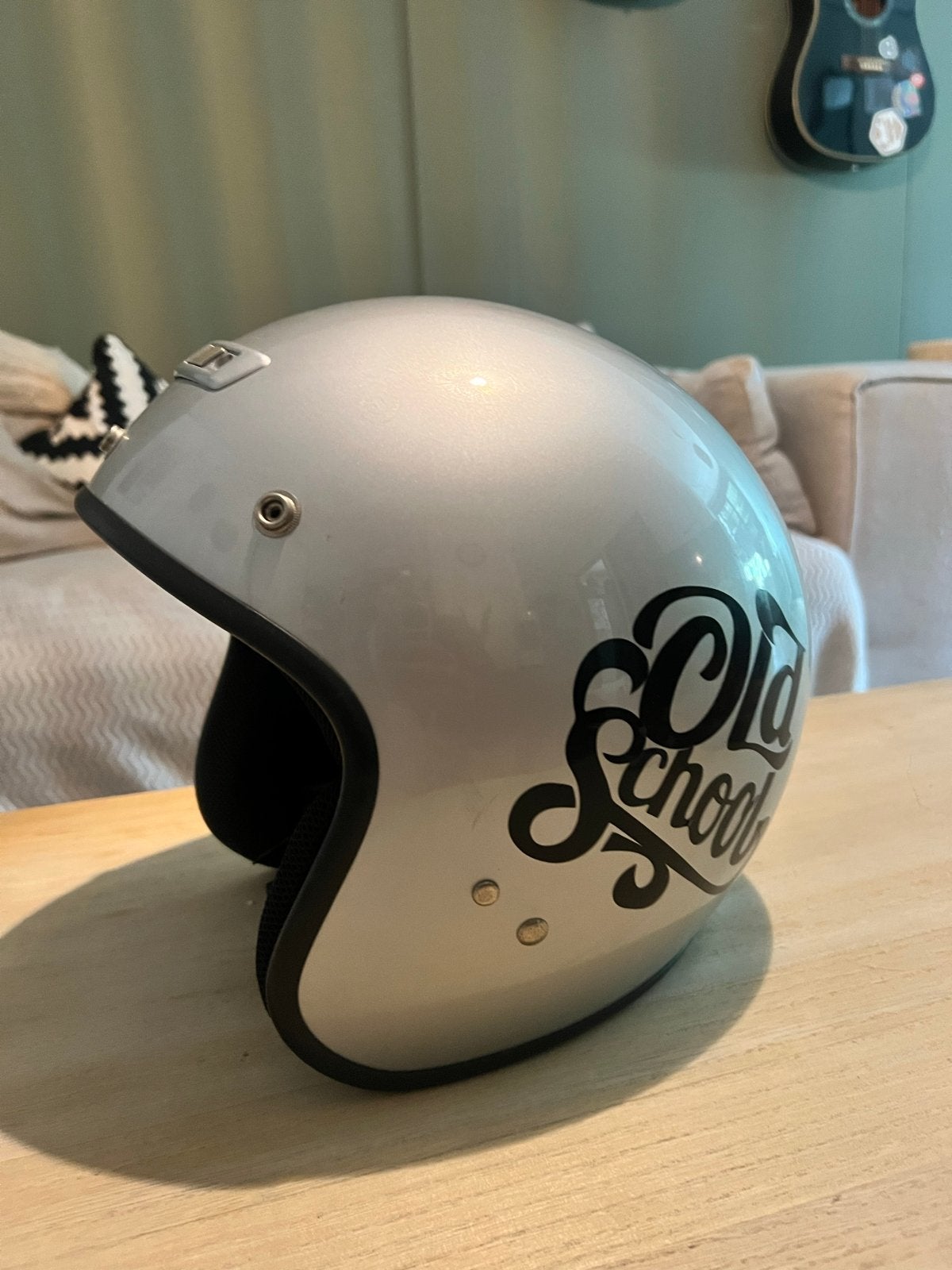 Highway Jethelm - Zilver met 'Old School' opdruk, Motoren, Kleding | Motorhelmen, Overige merken, Heren, Jethelm, Ophalen of Verzenden