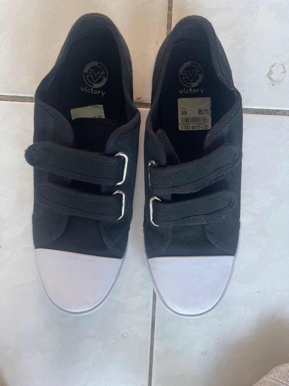 Victory Zwarte Klittenband Sneakers Maat 39, Kleding | Dames, Ophalen, Zo goed als nieuw, Zwart, Sneakers of Gympen