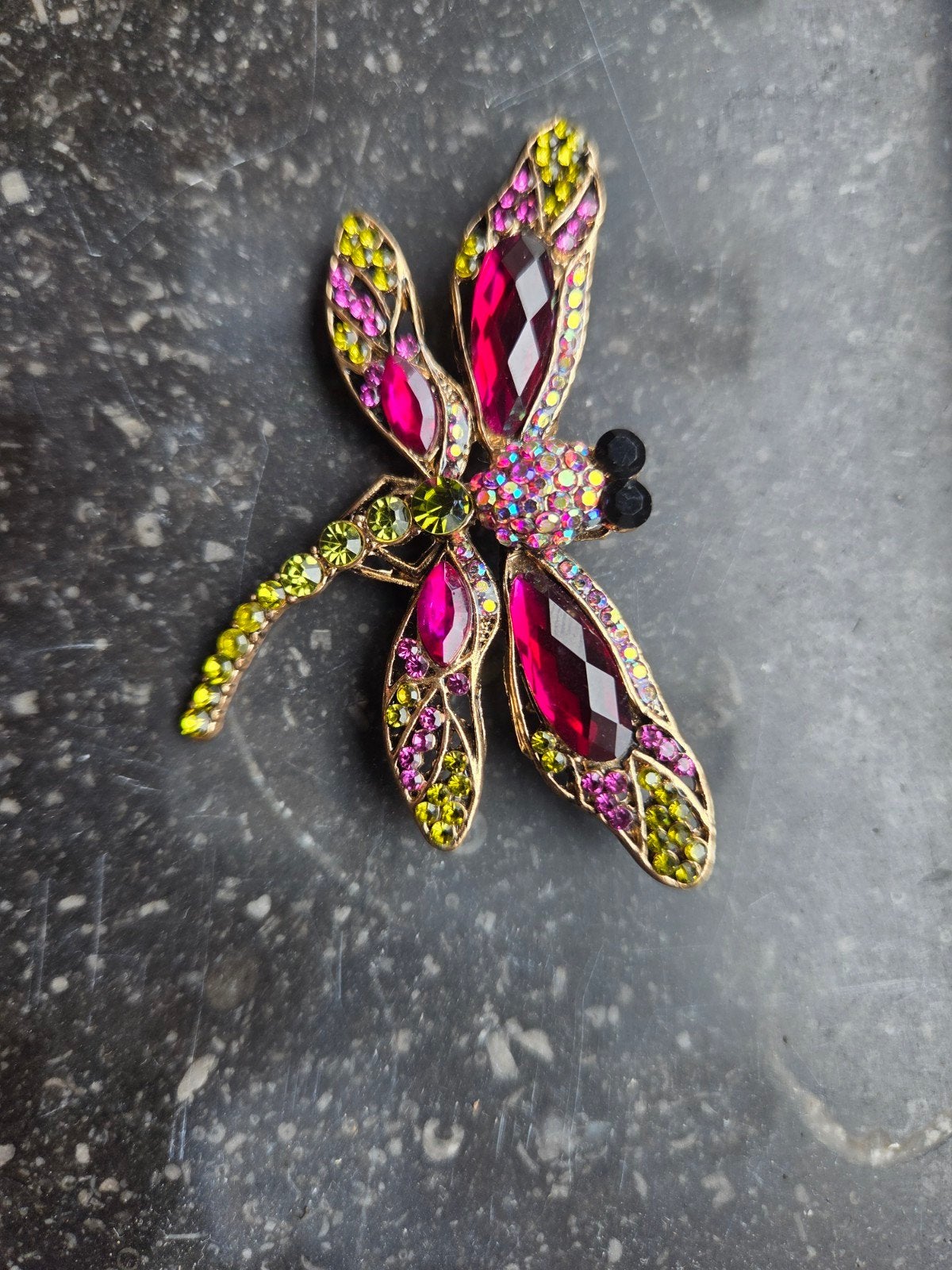 Nieuwe Libelle Broche met Kleurrijke Kristallen, Sieraden, Tassen en Uiterlijk, Overige materialen, 4 tot 7 cm, Overige kleuren