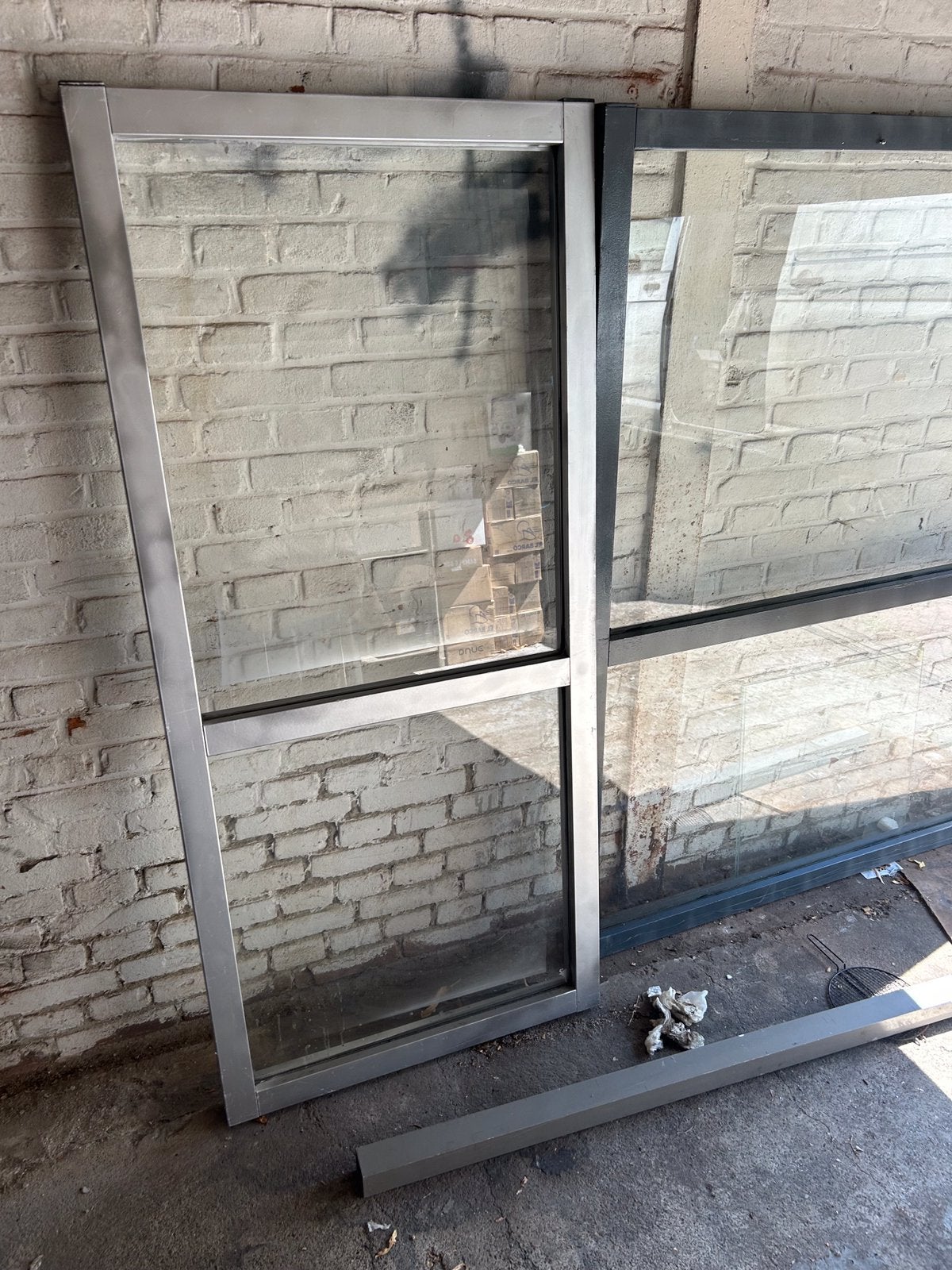 Terras schotten met gehardglas, Ophalen, Gebruikt, 100 tot 150 cm, 100 tot 150 cm