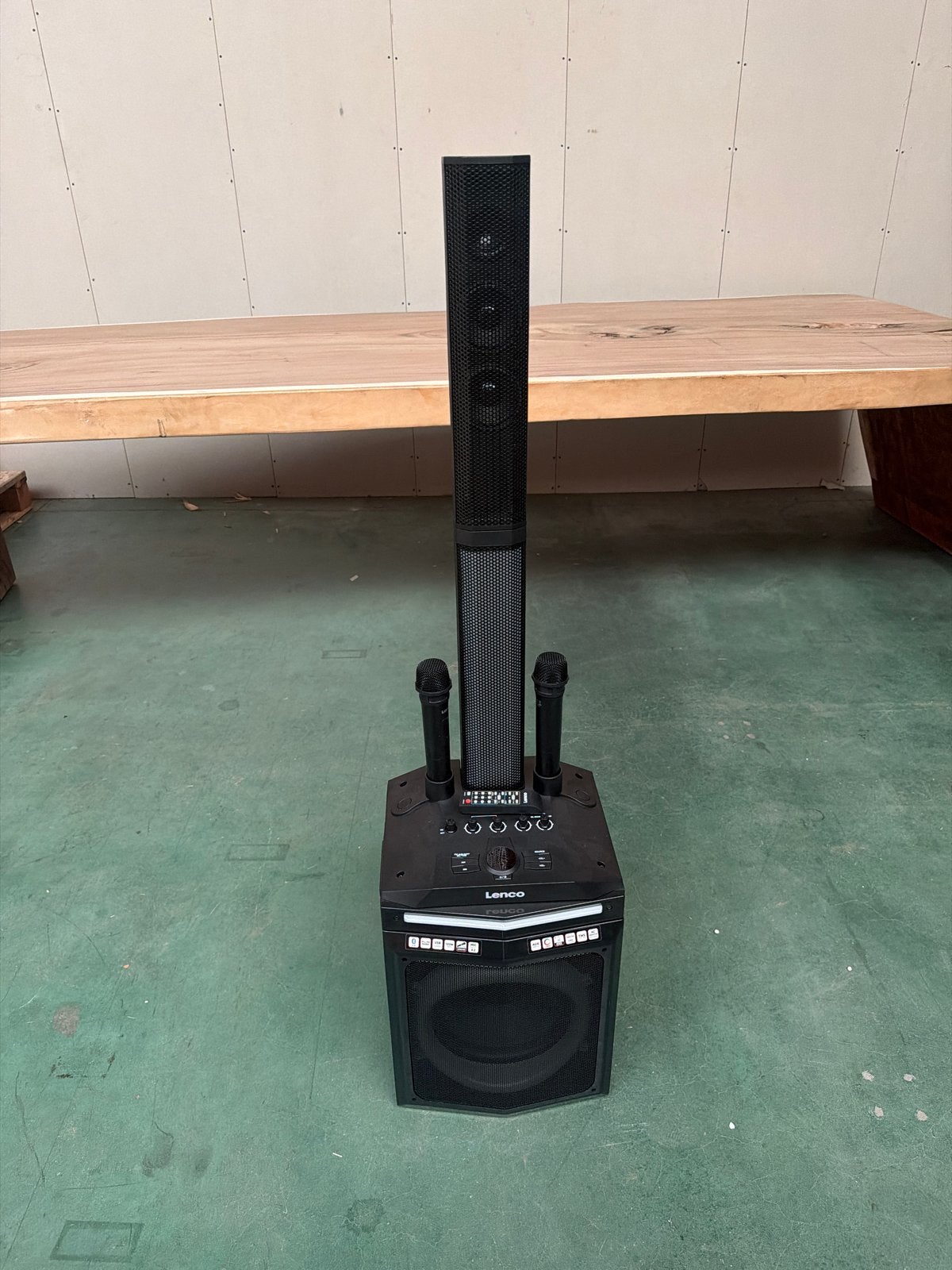 Lenco PA-200 PA Systeem met Microfoons, Audio, Tv en Foto, Karaoke-apparatuur, Ophalen, Zo goed als nieuw, Complete set