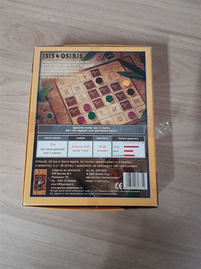 Isis en Osiris - 999 games - s1770, Hobby en Vrije tijd, Gezelschapsspellen | Bordspellen, Verzenden, Zo goed als nieuw