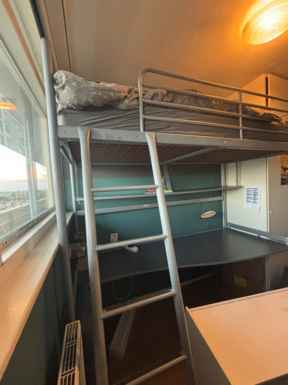 Ikea Hoogslaper met bureau en trap, donkergrijs., Ophalen, Hoogslaper, Eenpersoons, 200 cm