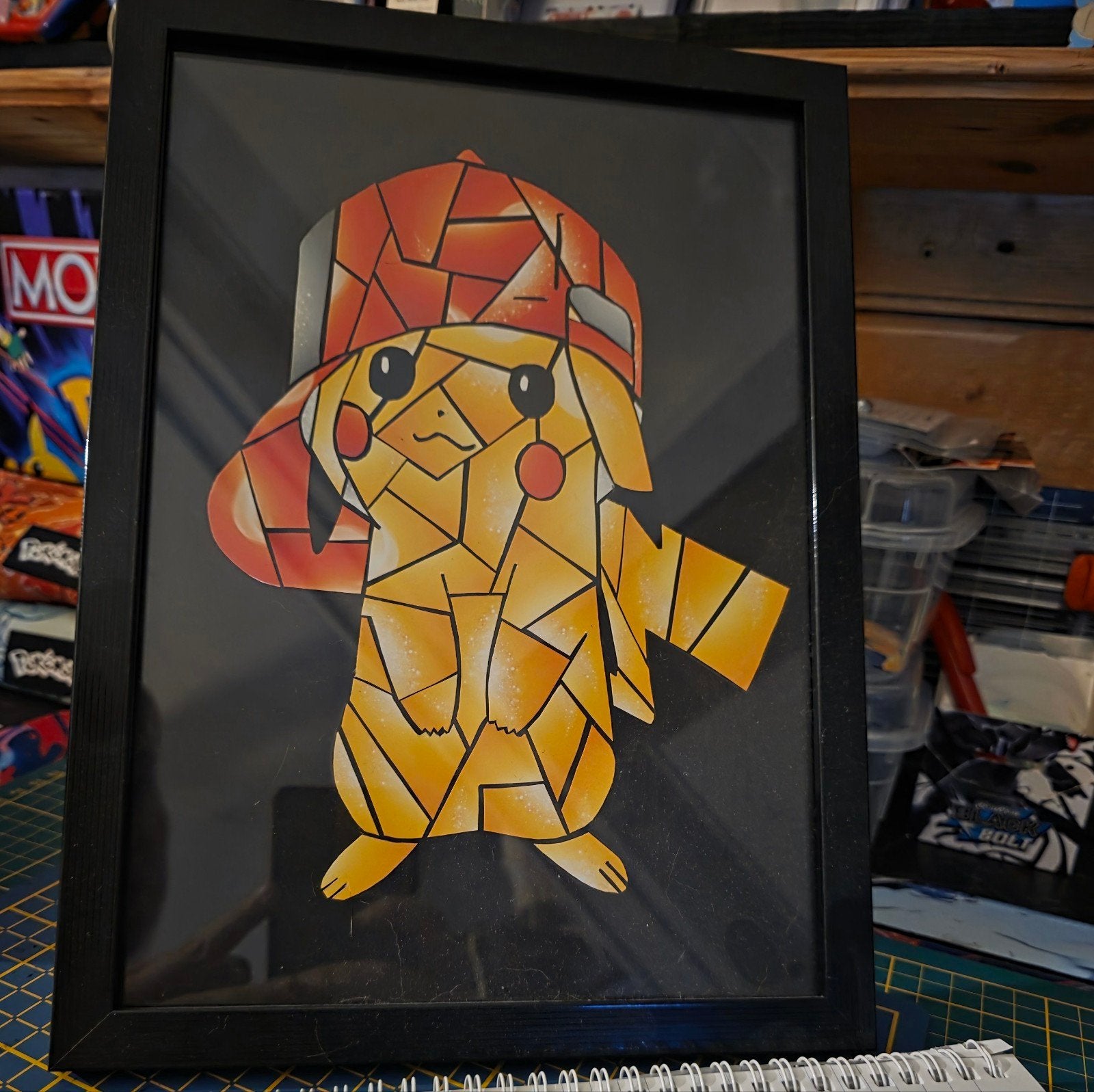 Handgemaakt mozaïek werkje Pokemon Pikachu, Ophalen of Verzenden