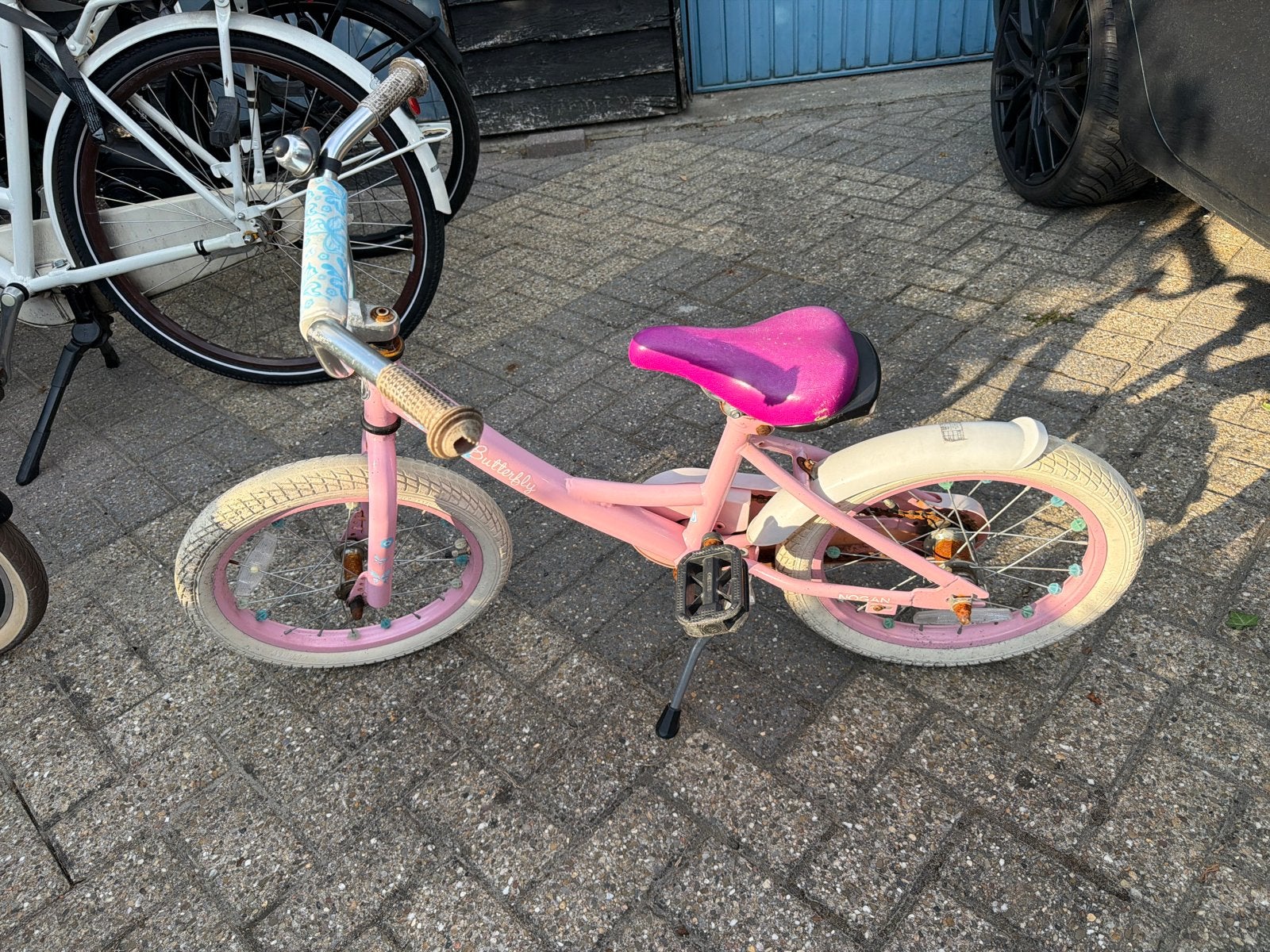 Roze kinderfiets 16 inch, Ophalen, Gebruikt, Terugtraprem, 16 tot 20 inch