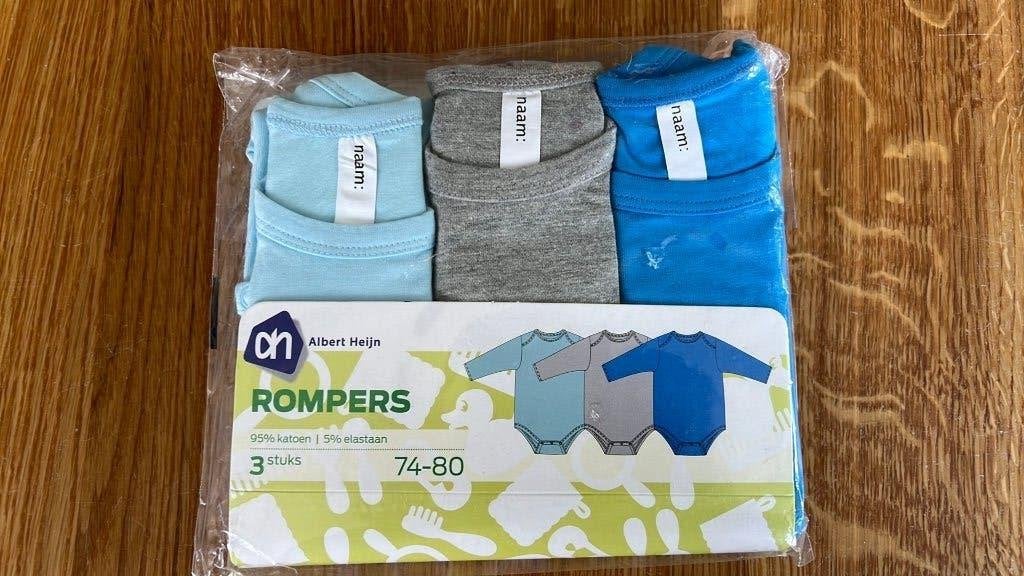 3 nieuwe katoenen rompers met lange mouwen maat 74-80, Ophalen of Verzenden, Nieuw, Meisje, Nacht- of Onderkleding