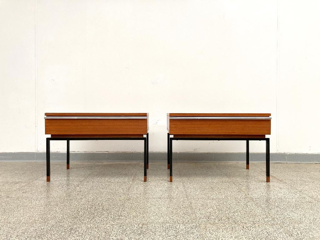 Mid-century vintage teak ladekastjes/nachtkastjes, Huis en Inrichting, Gebruikt, Teakhout, 1 of 2 laden, Modernistisch