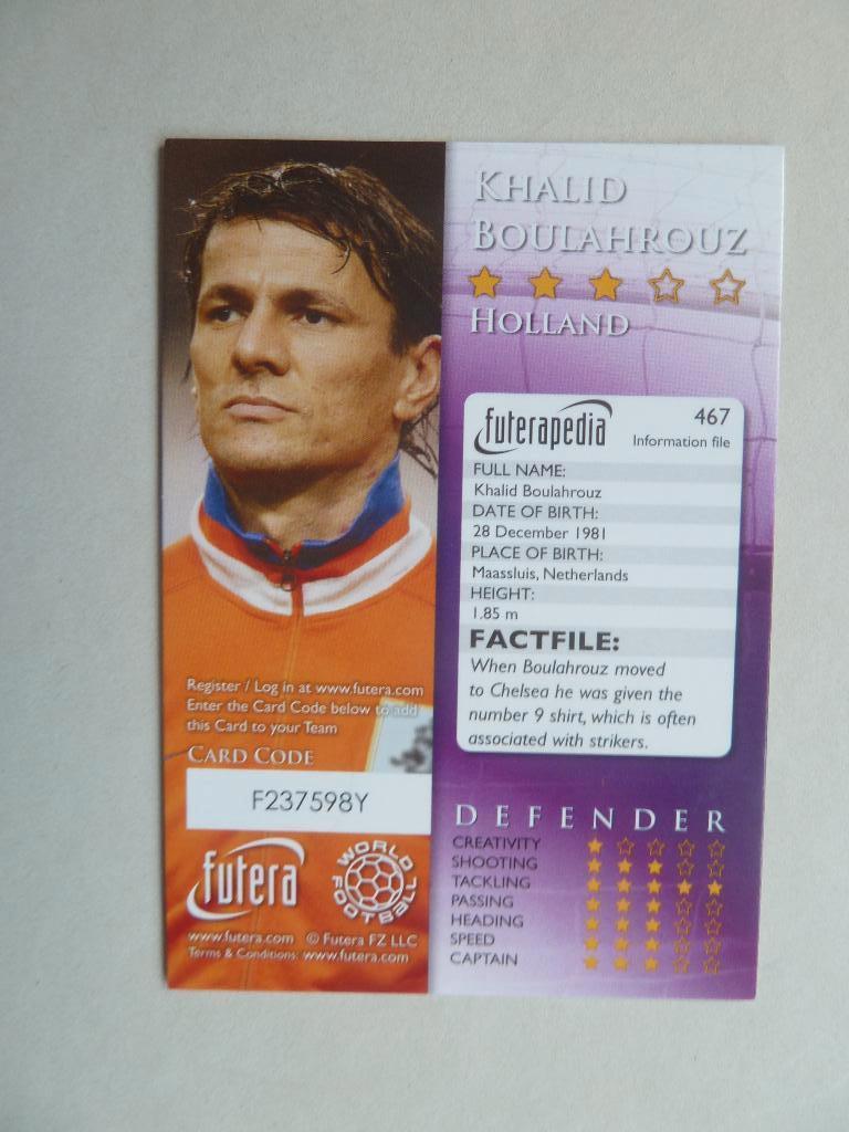 Futera card. Khalid.Boulahrouz. ex Feyenoord, Ophalen of Verzenden, Zo goed als nieuw, Feyenoord, Overige typen