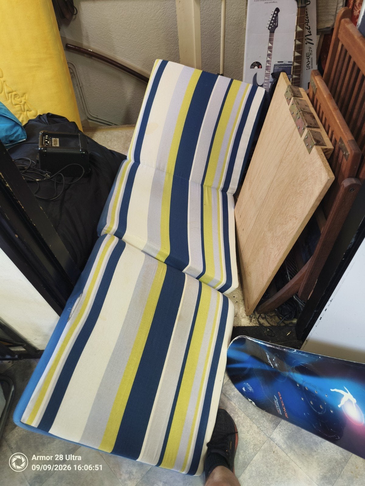 Gestreept bedkussen - Blauw, geel, wit, Gebruikt, Twee, Blauw, Ophalen of Verzenden