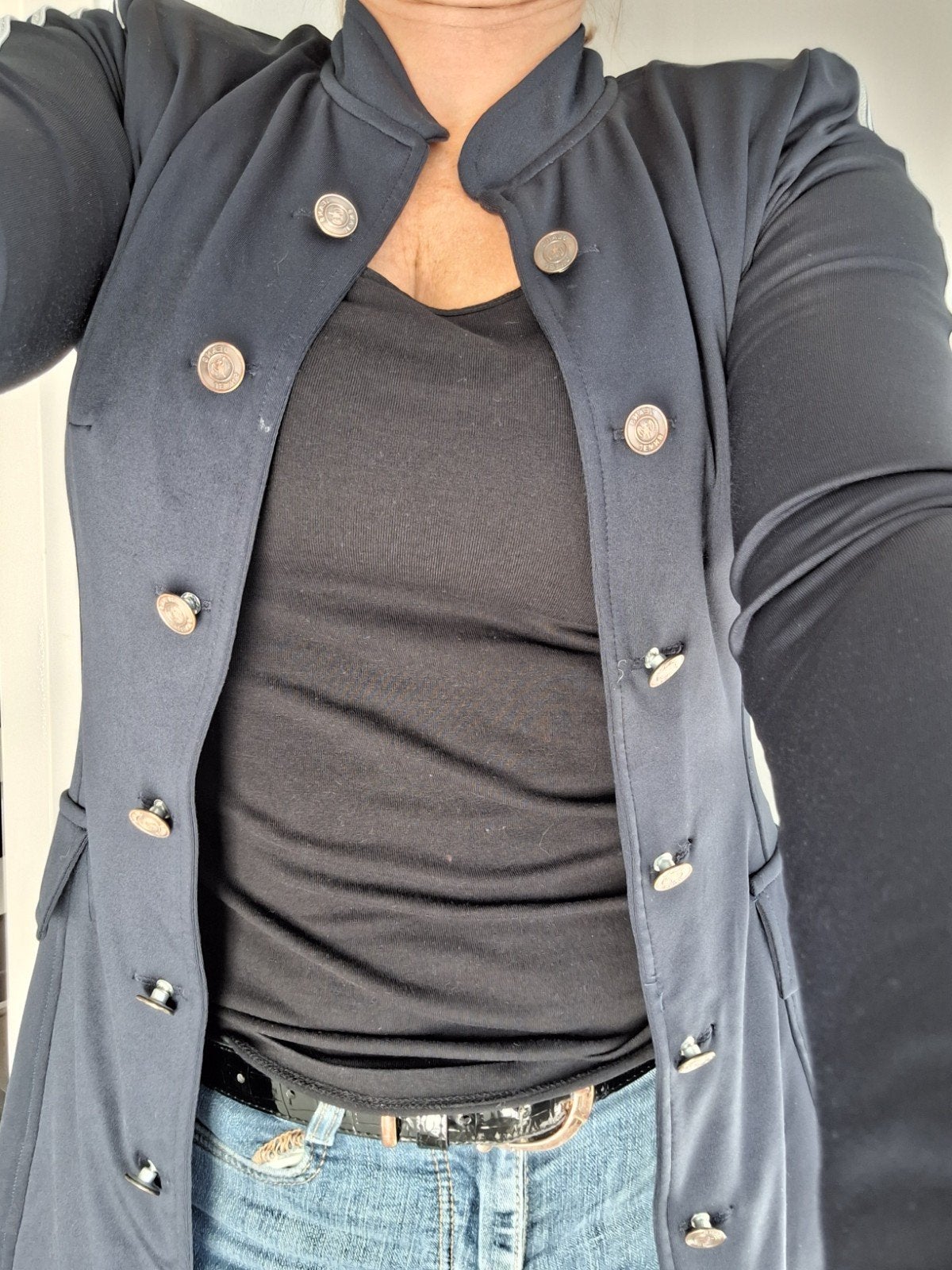 Blazer blauw met strepen op de mouwen, Ophalen of Verzenden, Zo goed als nieuw, Maat 38/40 (M), Blauw