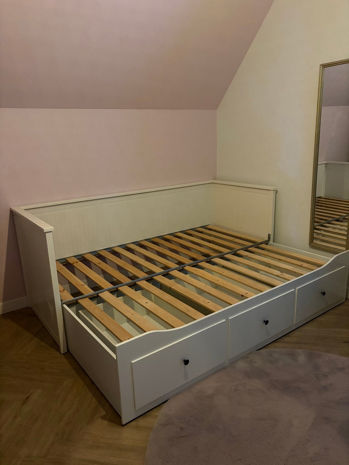 IKEA Hemnes Bedbank met 3 lades - Wit, Ophalen, 90 cm, Tweepersoons, Hout