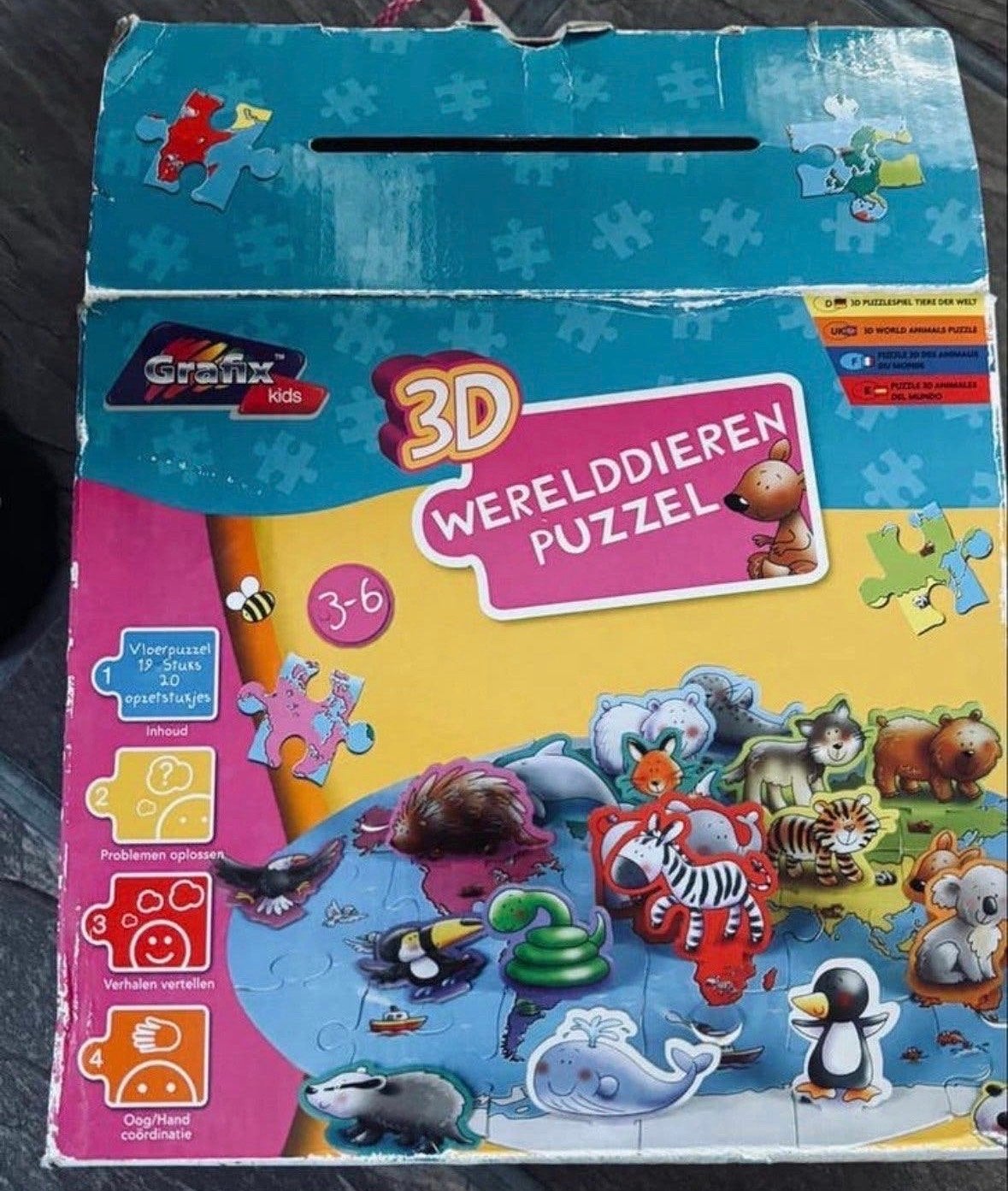 Grafix Kids 3D Werelddieren Puzzel (12 stukjes), Ophalen of Verzenden, 10 tot 50 stukjes, Gebruikt, 2 tot 4 jaar