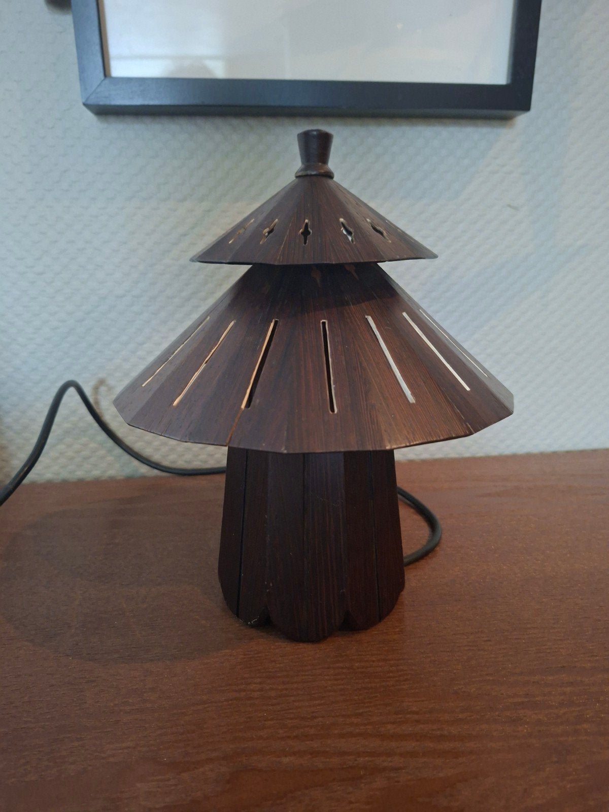 Vintage houten tafellampje, Ophalen of Verzenden, Vintage