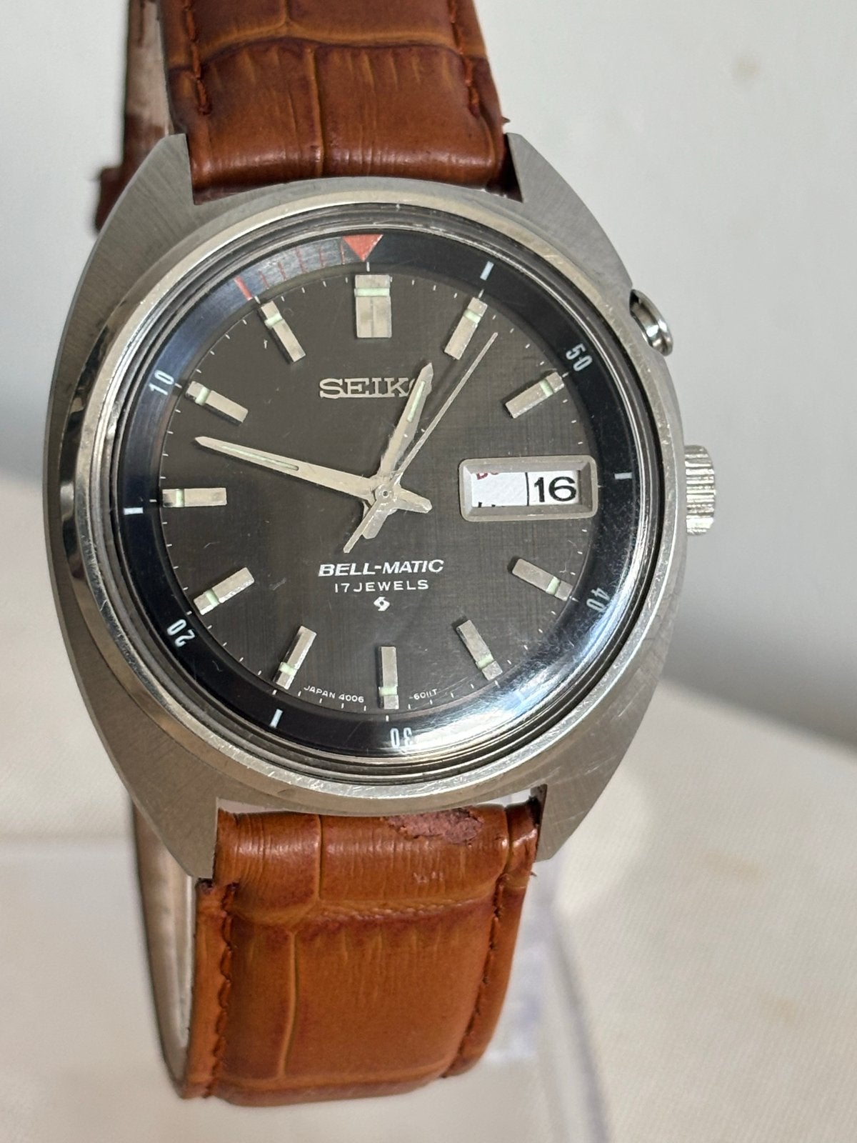 Vintage Seiko Bell-Matic 17 Jewels Polshorloge, Seiko, Staal, Polshorloge, Ophalen of Verzenden