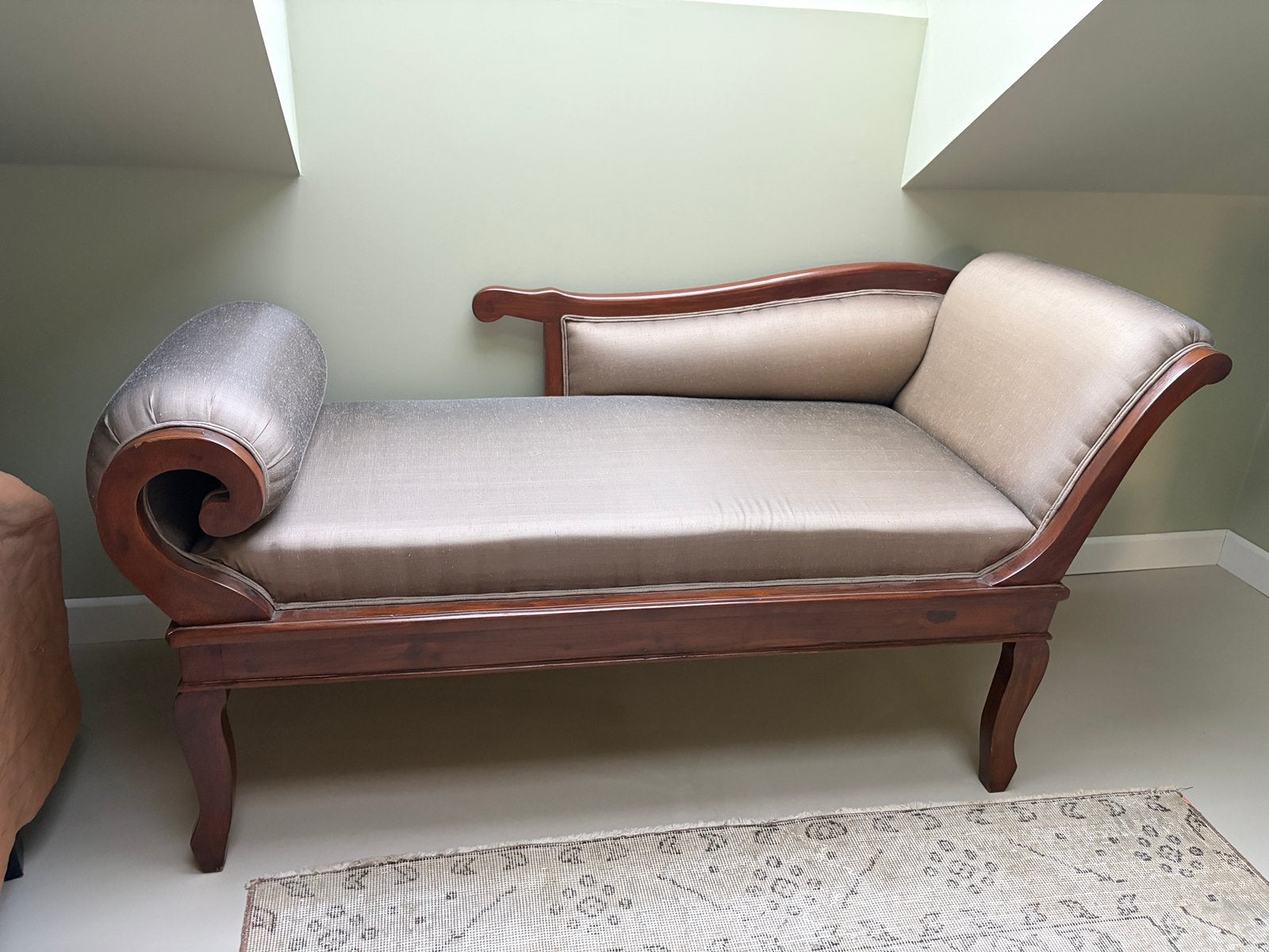 Mahonie houten chaise longue, divanbed, sofa of daybed, Ophalen, Minder dan 75 cm, 150 tot 200 cm, Tweepersoons