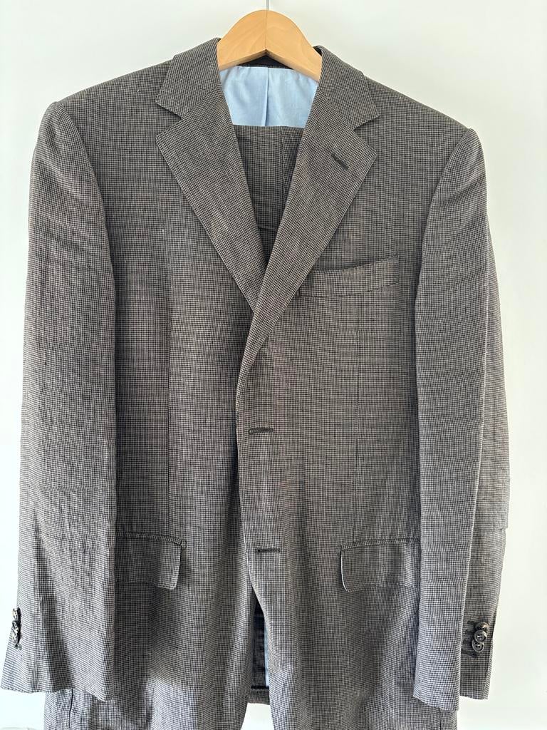 Stijlvol pak - Bruin/beige ruit - Maat 48 (M) - Suitsupply, Ophalen of Verzenden, Zo goed als nieuw, Maat 48/50 (M), Bruin