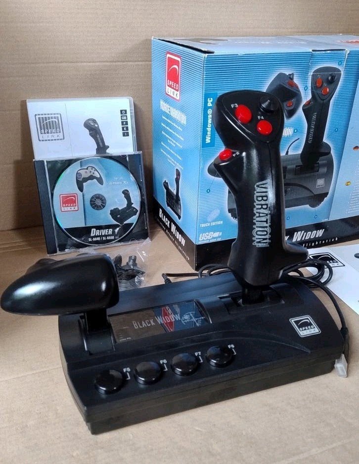 Speedlink Black Widow Flightstick SL-6640 PC Joystick, Computers en Software, Ophalen of Verzenden, Gebruikt, Thrustmaster, Speedlink