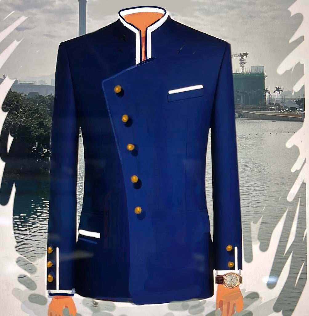 Haute couture colber/tuxedo size L, Ophalen of Verzenden, Nieuw, Blauw