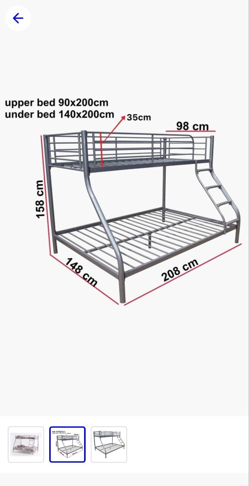 Stevig metalen stapelbed met tweepersoons onderbed, Ophalen, Gebruikt, Tweepersoons, 140 cm