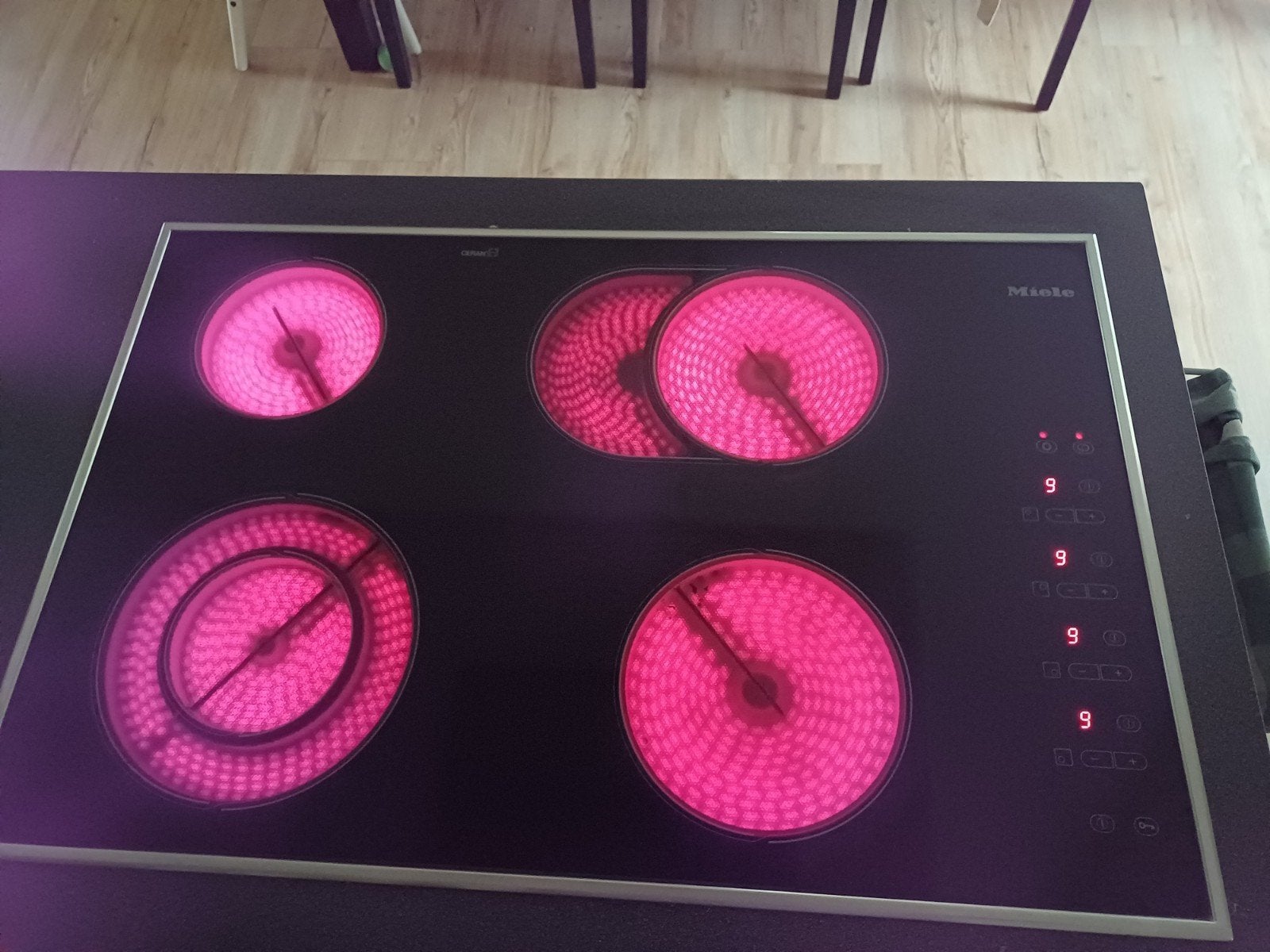 Miele Ceran Schott keramische kookplaat 76 cm, Ophalen, Gebruikt, Keramisch, 4 kookzones