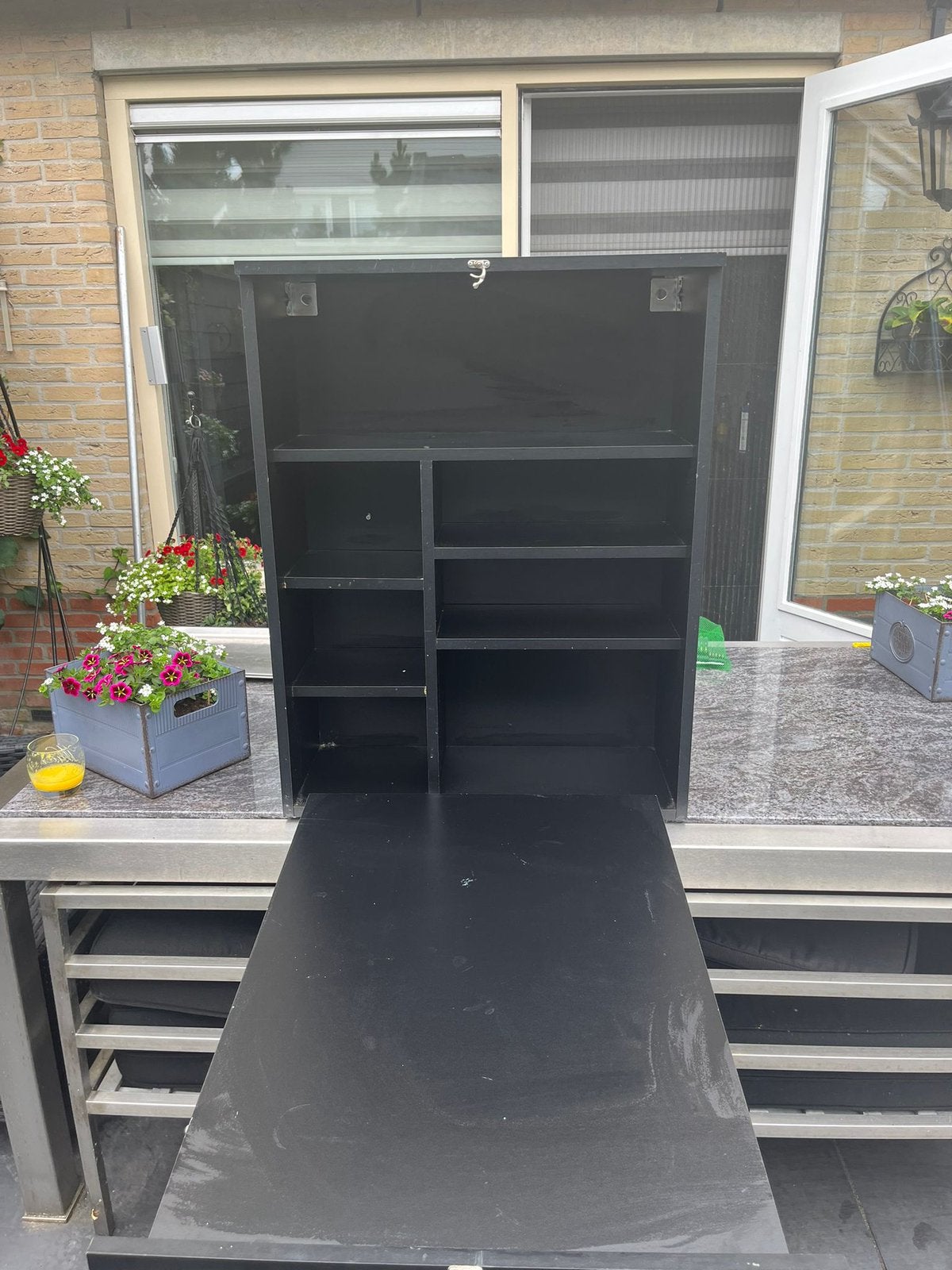 Veelzijdig Inklapbaar Bureau met Opbergruimte - Zwart, Huis en Inrichting, Ophalen, Gebruikt, Hout, Overige merken