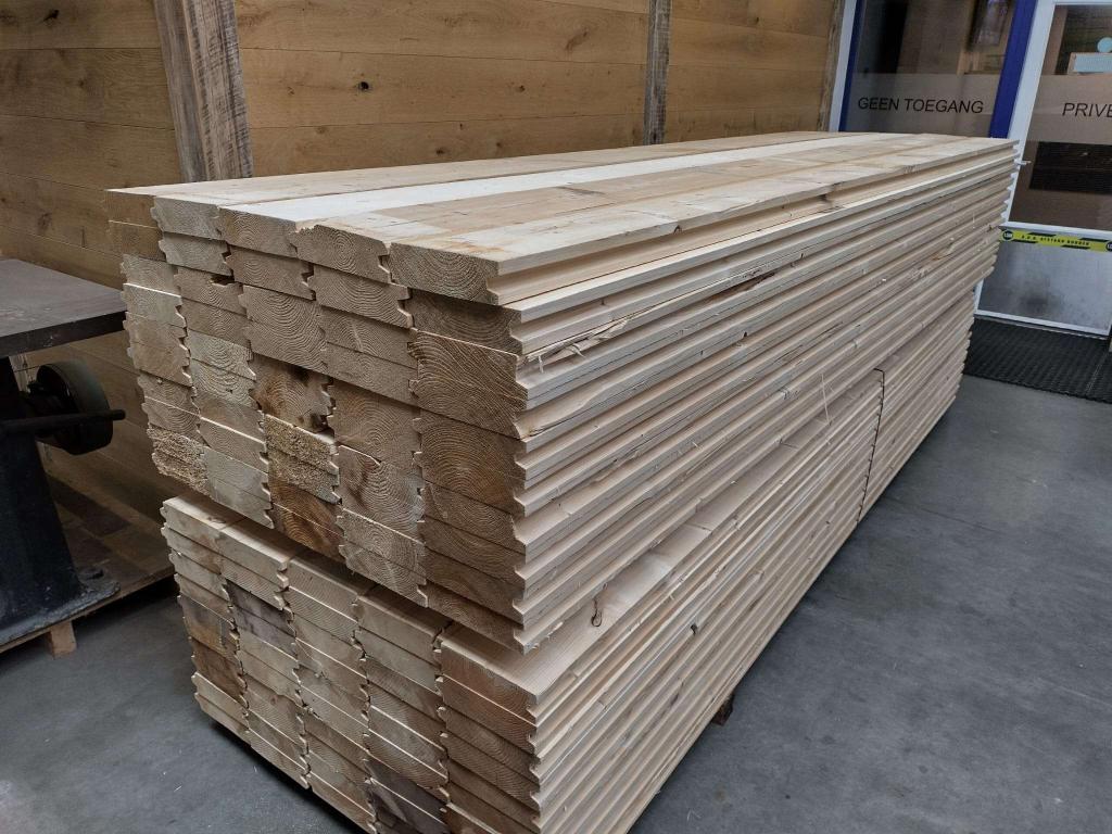 6CM gebruikte vurenhouten damwand planken FSC  wand, Doe-het-zelf en Verbouw, Hout en Planken, Gebruikt, Ophalen of Verzenden